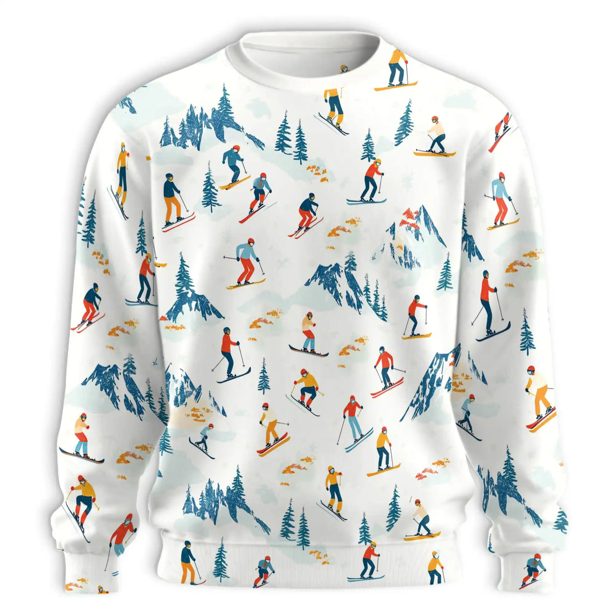 Skiers Slope Print Sweatshirt – Colorful Graphic 3D All Over Print Design