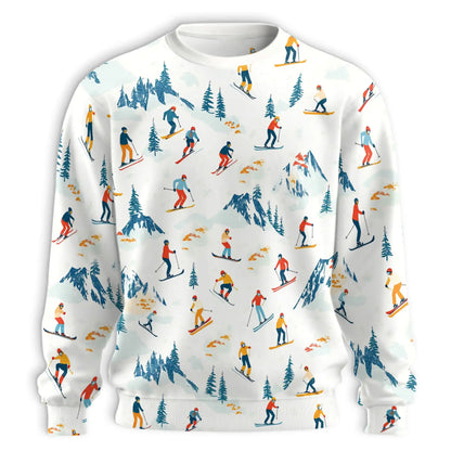 Skiers Slope Print Sweatshirt – Colorful Graphic 3D All Over Print Design