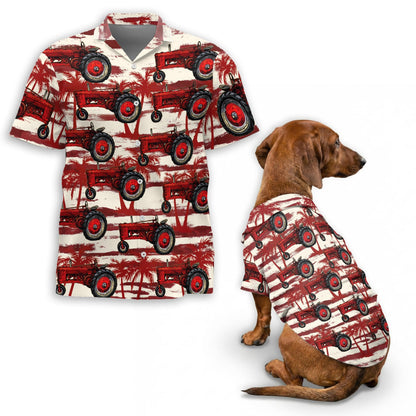 Vintage Tractor Matching Dog Owner Hawaiian Shirts, Funny Pet Aloha Shirt for Beach Vacation - Azhawaiian