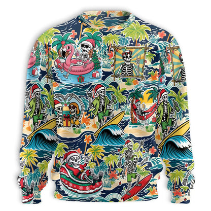 Christmas Skeleton Beach Sweatshirt – Tropical Christmas 3D All Over Print Design