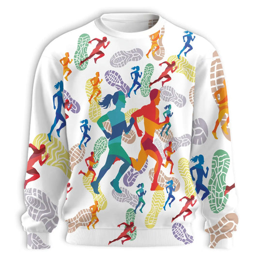Colorful Running Marathon Sweatshirt – Colorful Graphic 3D All Over Print Design