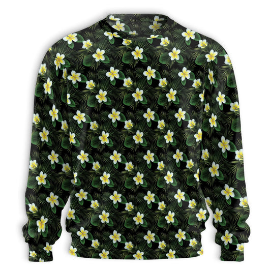 White Plumeria Pattern Sweatshirt – Tropical 3D All Over Print Design