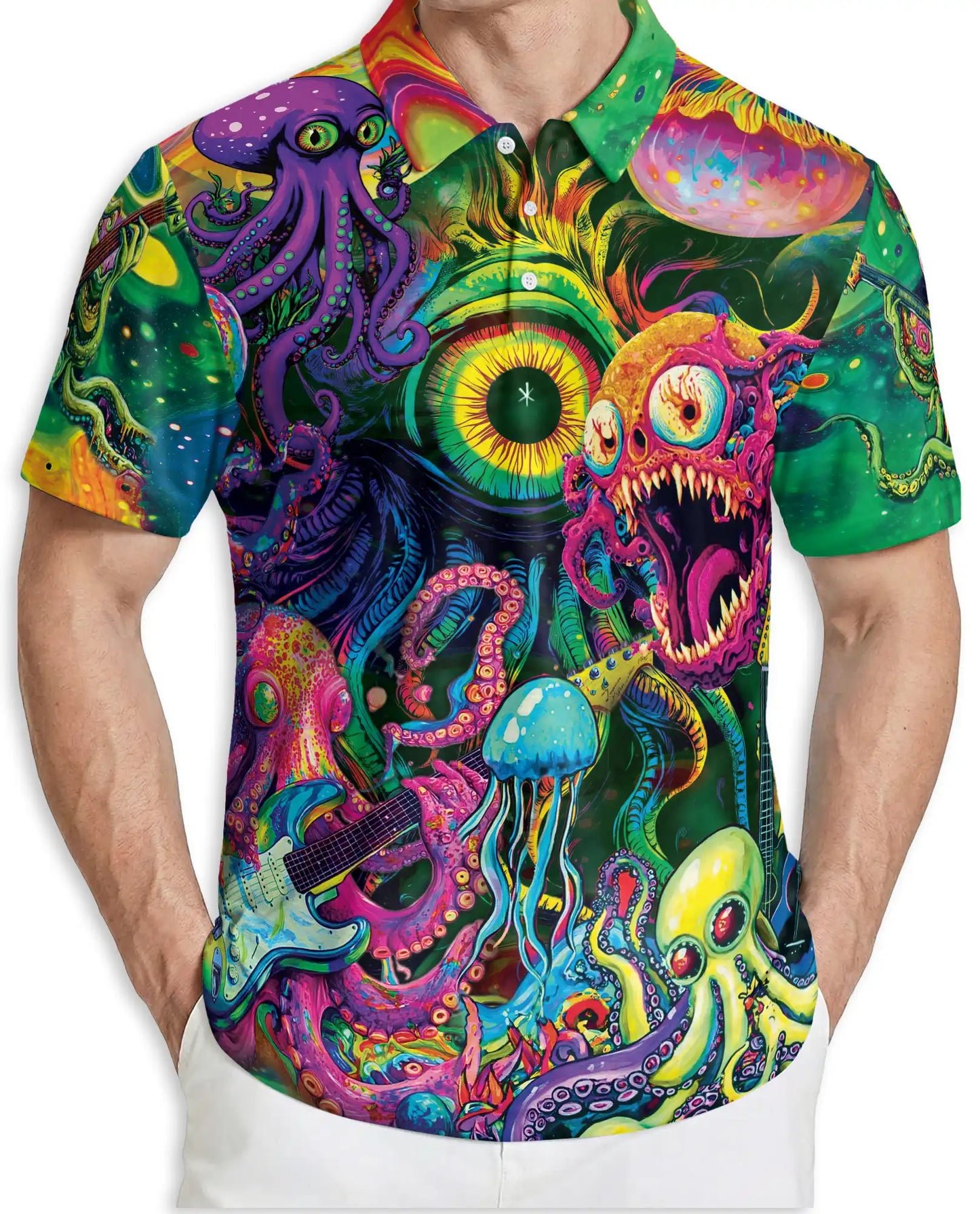 Psychedelic Sea Monster Polo Shirt | Azhawaiian