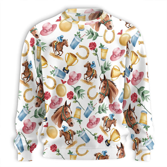 Horse Racing Elements Pattern Sweatshirt – Colorful Graphic 3D All Over Print Design