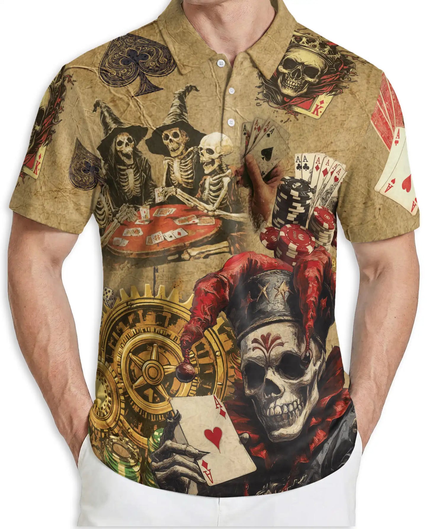 Skull Poker Casino Polo Shirt | Azhawaiian