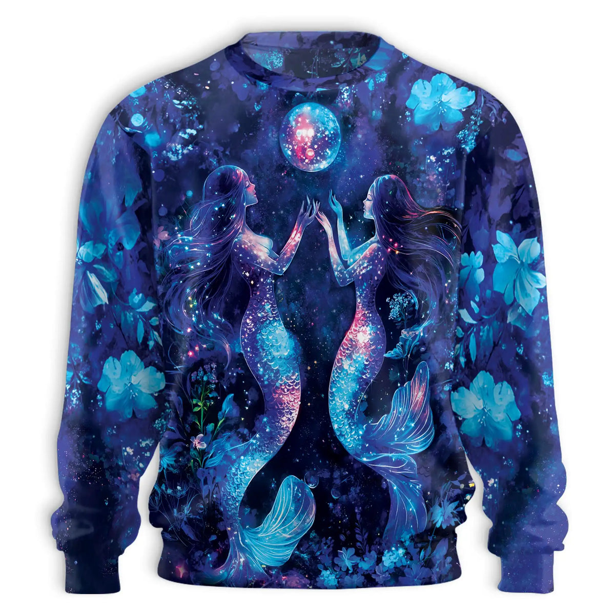 Floral Mermaid Sweatshirt – Colorful Graphic 3D All Over Print Design