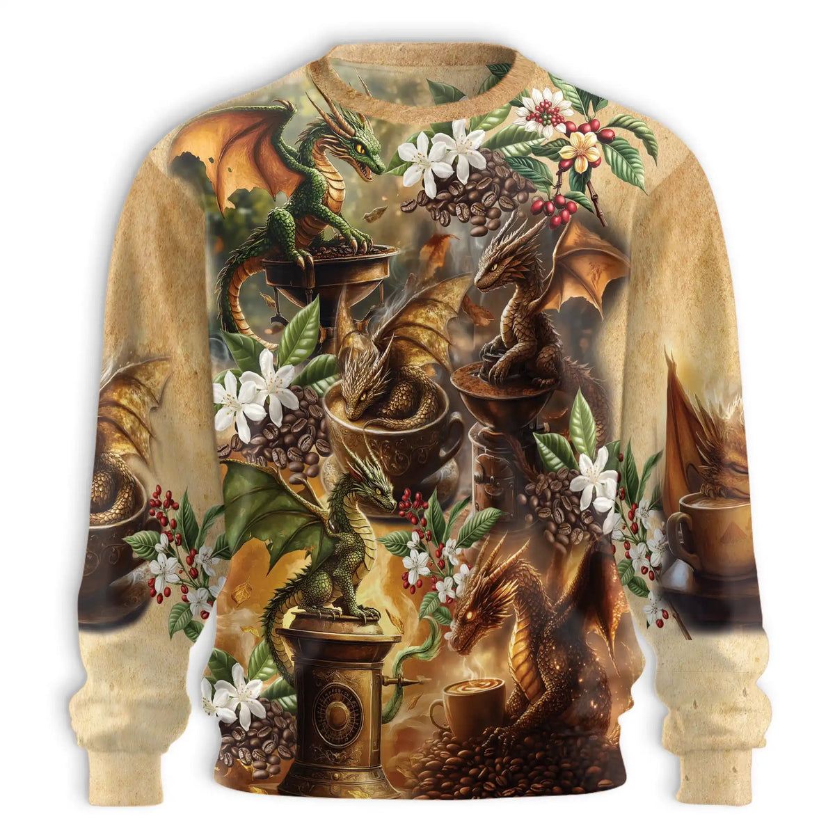 Dragon Coffee Lovers Sweatshirt – Colorful Graphic 3D All Over Print Design