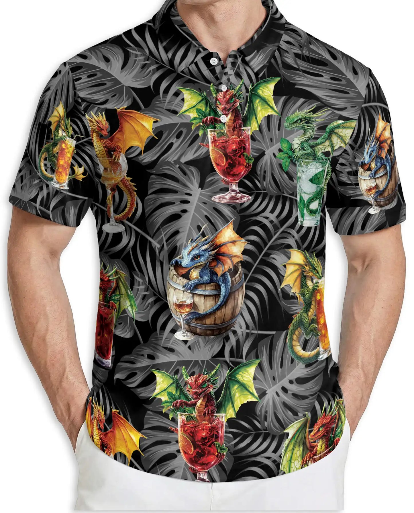 Dragon Tropical Cocktail Polo Shirt | Azhawaiian