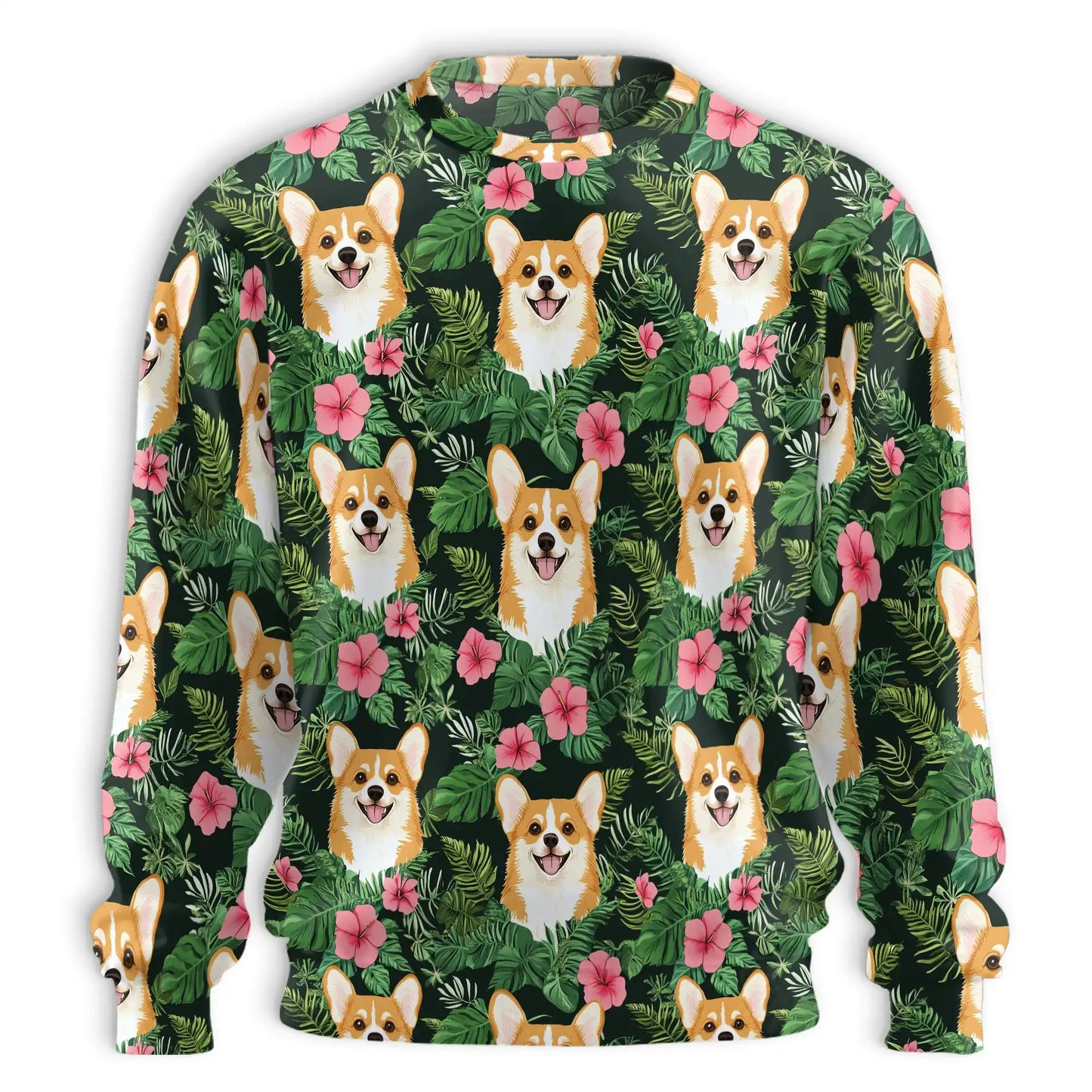 Beach Corgi Sweatshirt – Tropical 3D All Over Print Design