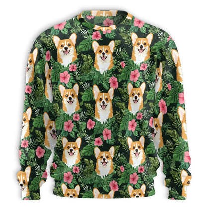 Beach Corgi Sweatshirt – Tropical 3D All Over Print Design