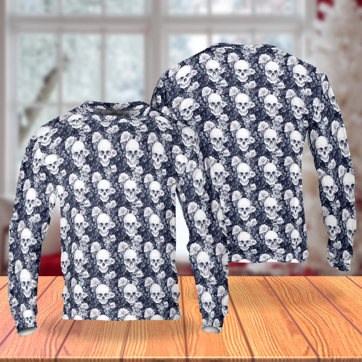 Skull Floral Pattern Sweatshirt – Colorful Graphic 3D All Over Print Design