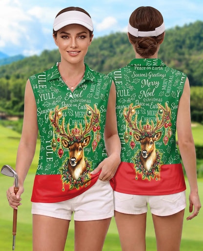 Santa Claus Sleeveless Polo Shirt for Women | Azhawaiian