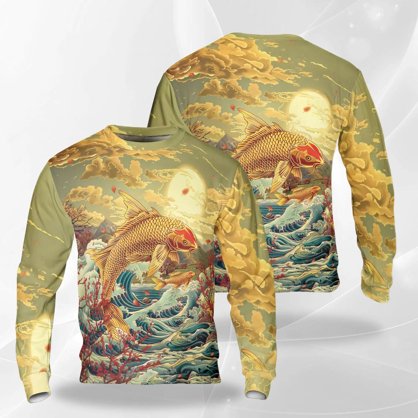 Japanese Koi Fish Sweatshirt – Colorful Graphic 3D All Over Print Design