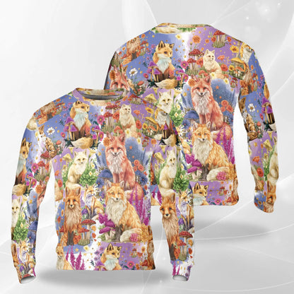 Fox Into Spring Sweatshirt – Colorful Graphic 3D All Over Print Design