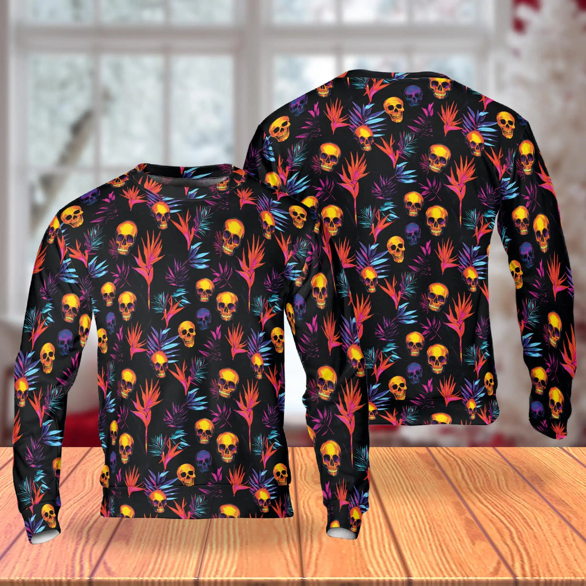 Colorful Skull Sweatshirt – Colorful Graphic 3D All Over Print Design