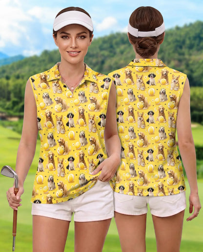 Summer Dog Sleeveless Polo Shirt for Women, Cute Pet Lover Style | Azhawaiian