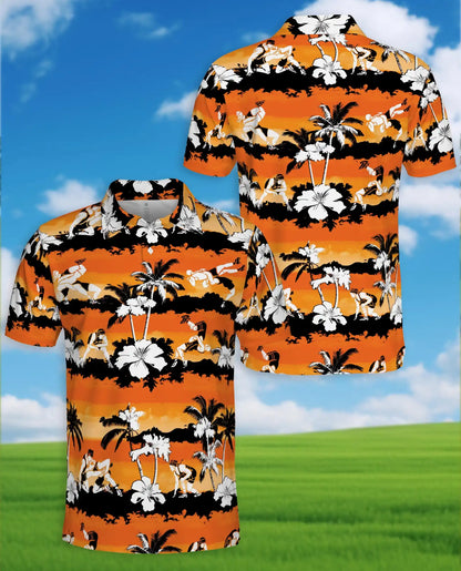 Beach Volleyball Polo Shirt - Tropical Sunset Island Style | Azhawaiian