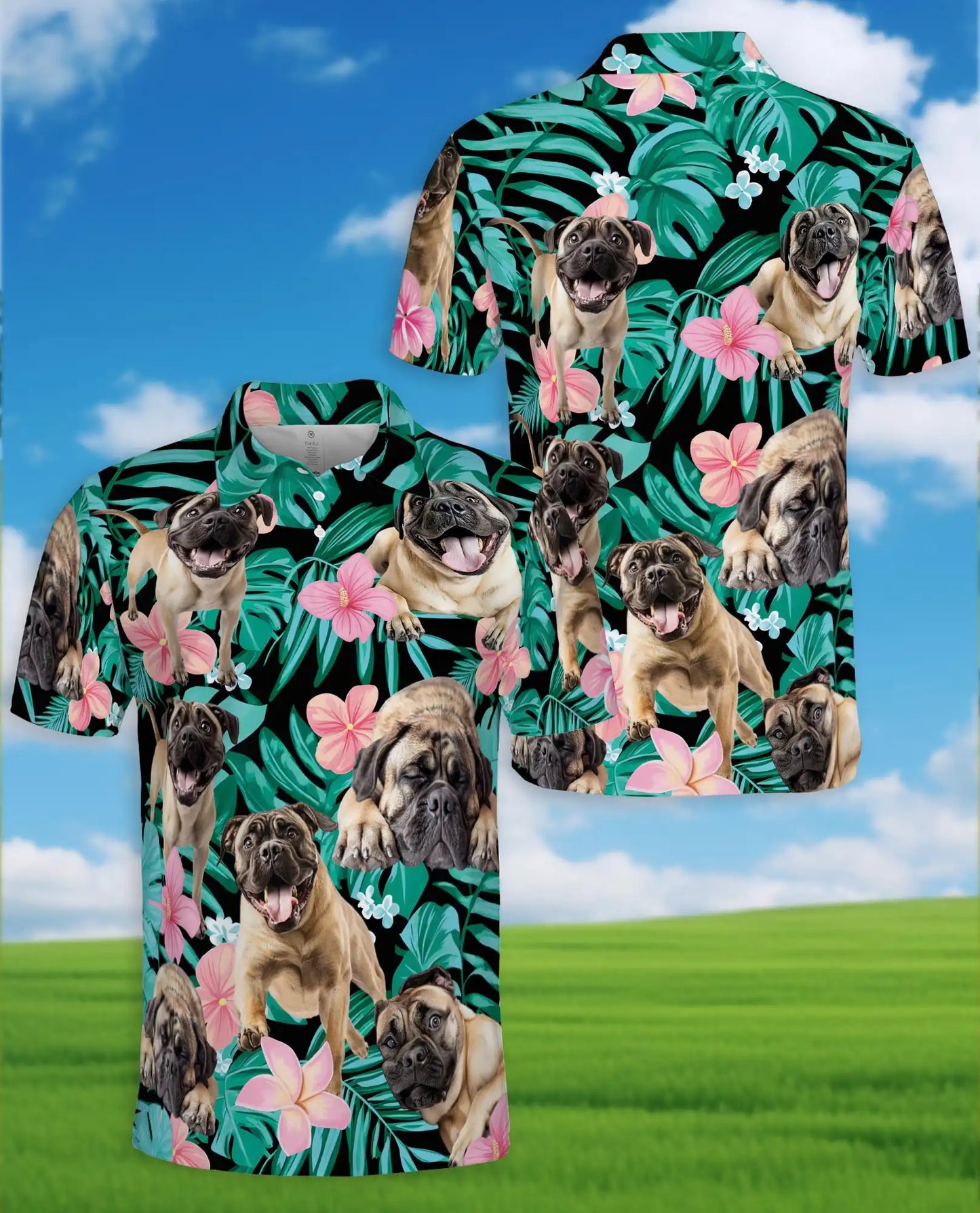 Pug Tropical Polo Shirt - Hawaiian Dog Lover Floral Design | Azhawaiian