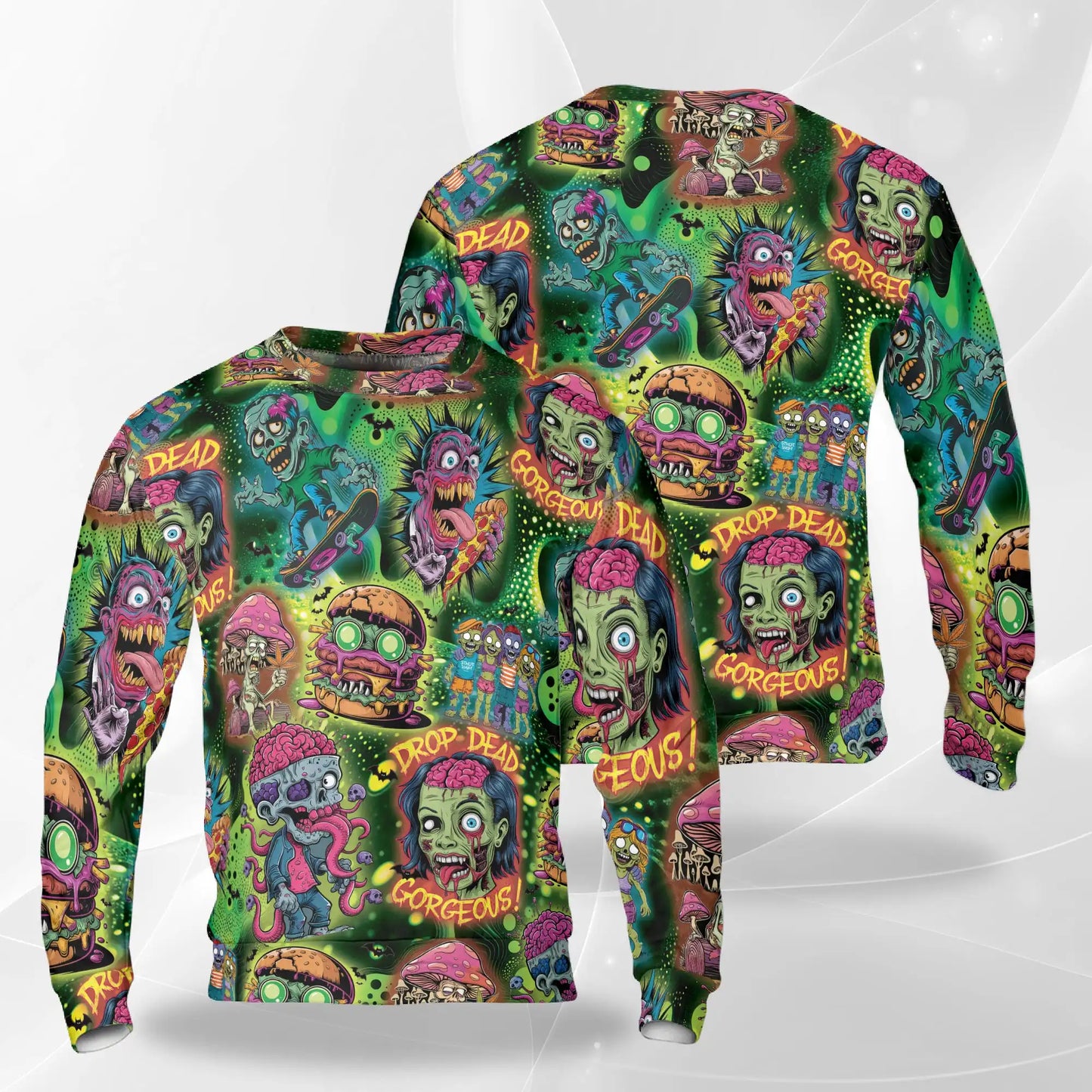 Zombie Sweatshirt – Colorful Graphic 3D All Over Print Design