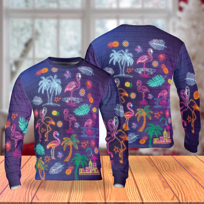 Neon Tropical Flamingo Sweatshirt – Tropical 3D All Over Print Design