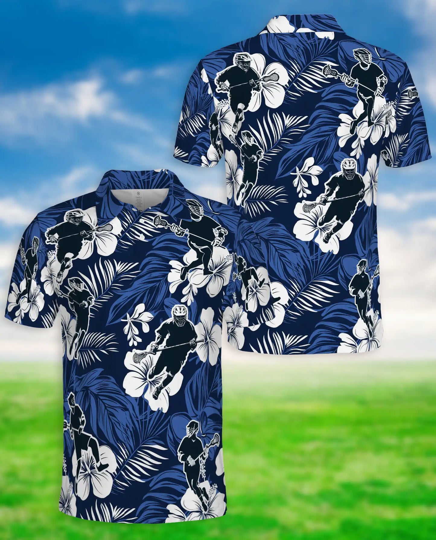 Tropical Lacrosse 3D Polo Shirt for Men, Hawaiian Sports Floral Style | Azhawaiian