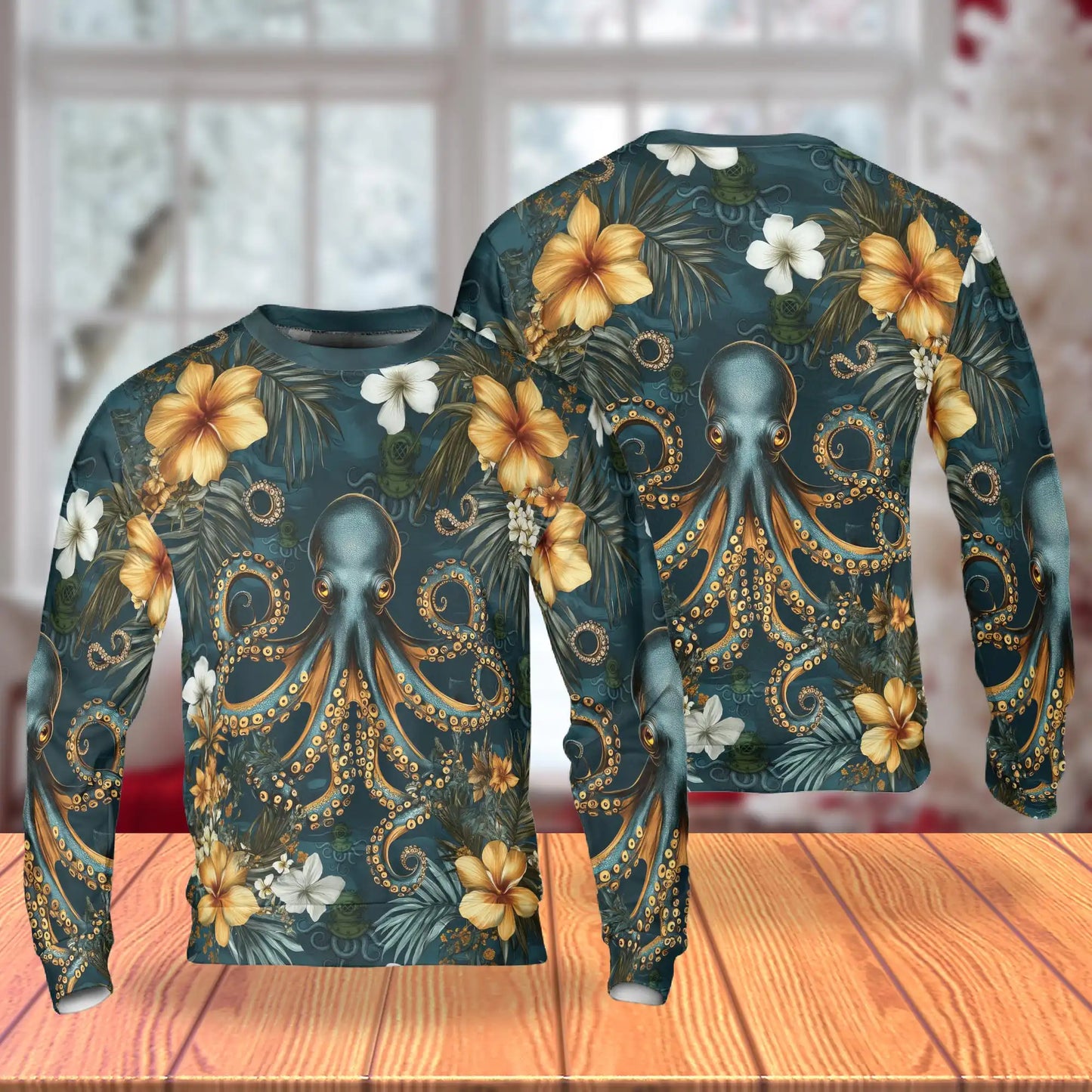 Tropical Floral Octopus Sweatshirt – Tropical 3D All Over Print Design