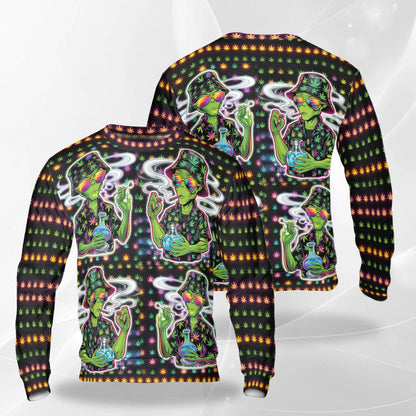 Funny Alien Smoking Sweatshirt – Colorful Graphic 3D All Over Print Design