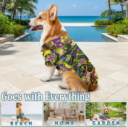 Mardi Gras Tree Matching Dog Owner Hawaiian Shirts, Funny Pet Aloha Shirt for Beach Vacation - Azhawaiian