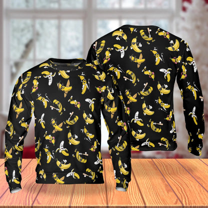 Banana Pattern Sweatshirt – Tropical 3D All Over Print Design