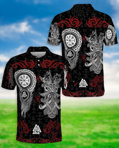 Viking Norse Mythology Polo Shirt-Vegvisir Valknut Rune Warrior Design | Azhawaiian