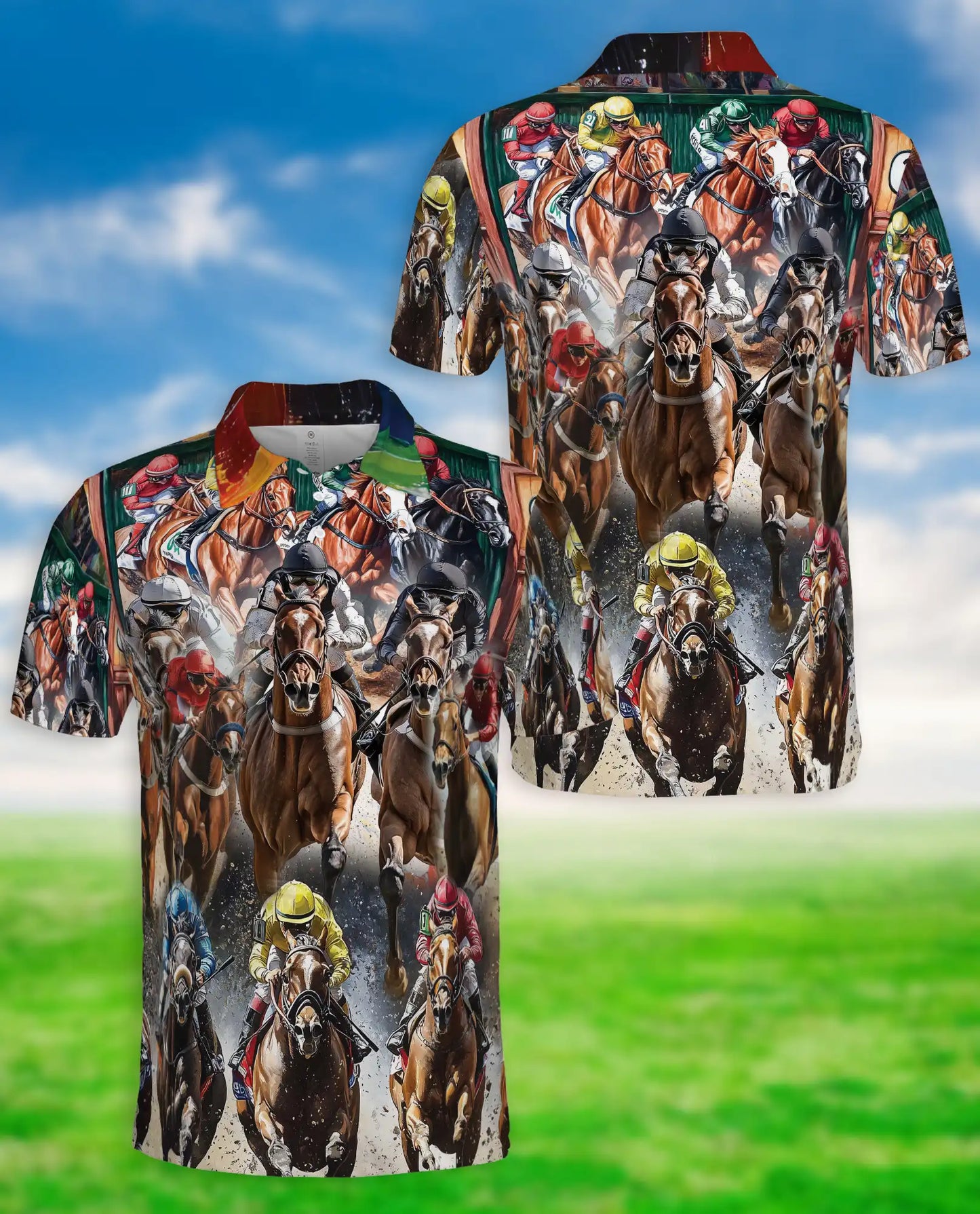 Horse Racing Polo Shirt, Derby Jockey Print | Azhawaiian