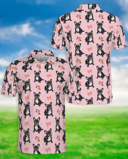 French Bulldog Rose Pattern Polo Shirt | Azhawaiian