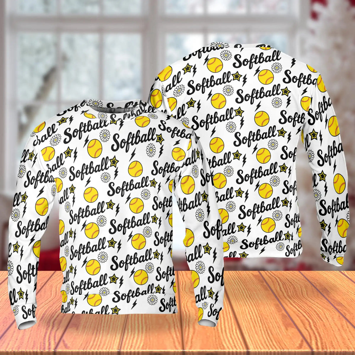 Softball Seamless Digital Paper Sweatshirt – Colorful Graphic 3D All Over Print Design