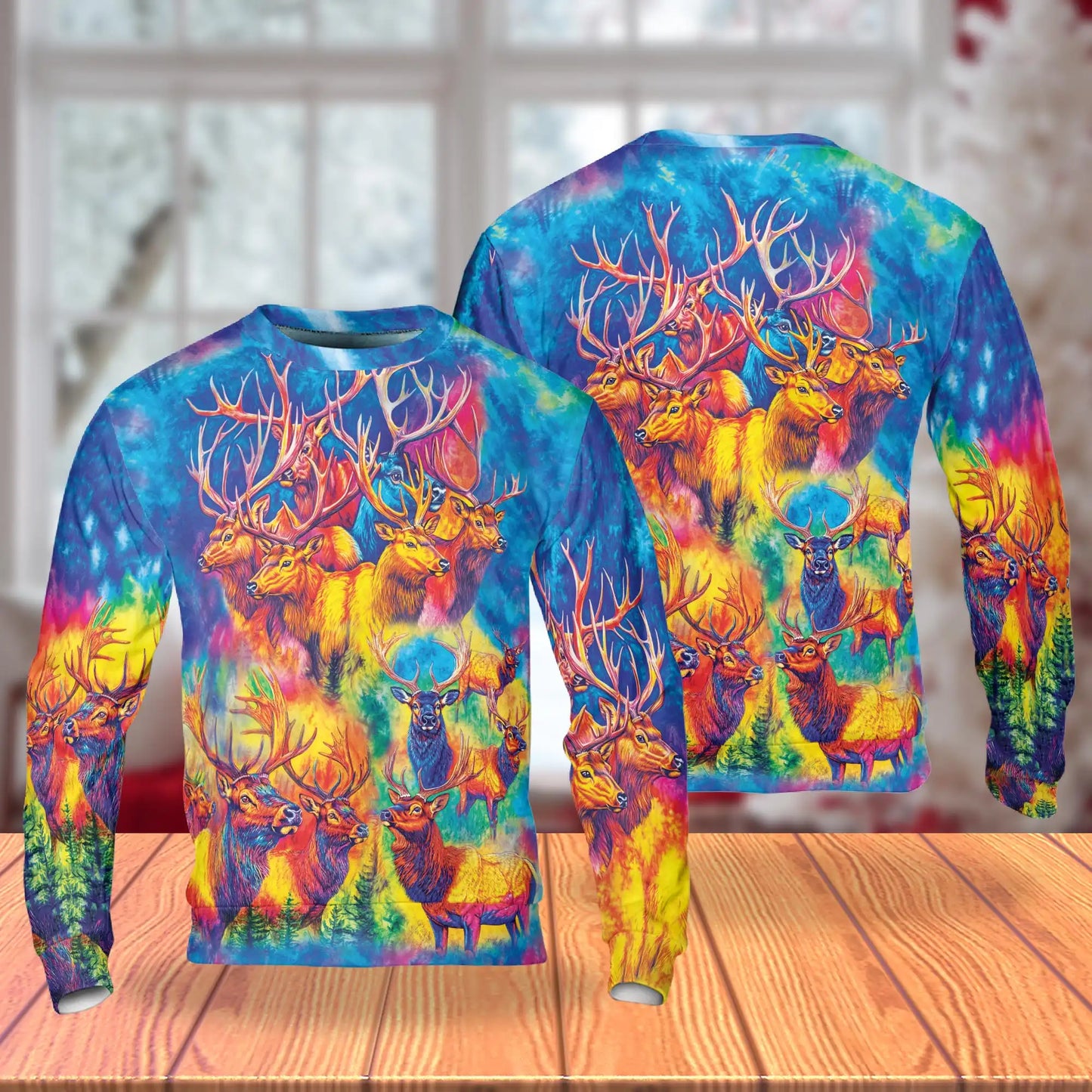 Colorful Elk Moose Sweatshirt – Colorful Graphic 3D All Over Print Design