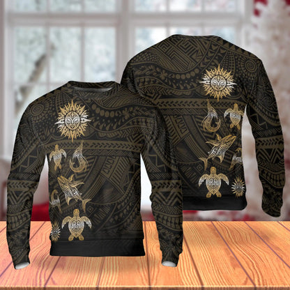 In The Ocean Polynesian Pattern Sweatshirt – Colorful Graphic 3D All Over Print Design