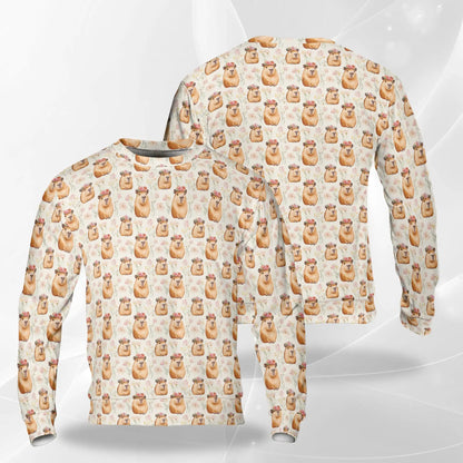 Cute Capybara Sweatshirt – Colorful Graphic 3D All Over Print Design