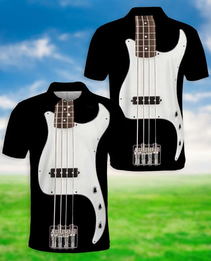 Bass Guitar 3D Polo Shirt for Men, Musician Rock Band Style | Azhawaiian