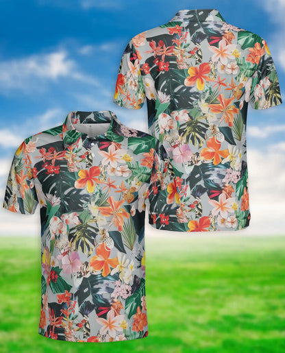 Tropical Floral Polo Shirt, Summer Hawaiian Style | Azhawaiian