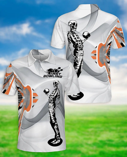 Bowling Polo Shirt, Skeleton Fast Bowling Print | Azhawaiian
