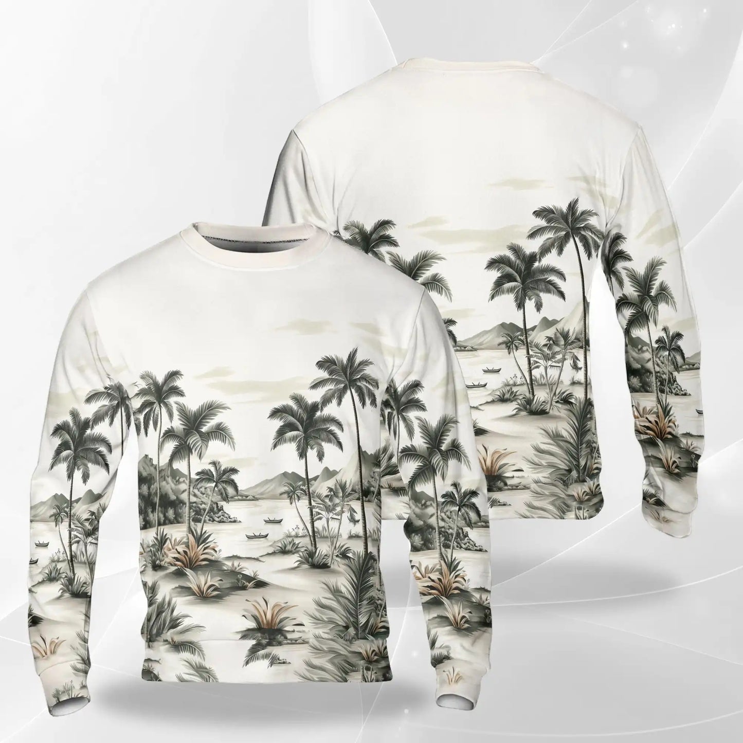Vintage Coconut Tree Sweatshirt – Tropical Vintage 3D All Over Print Design