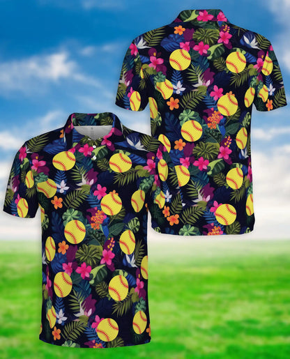 Softball Hawaiian 3D Polo Shirt for Men | Azhawaiian