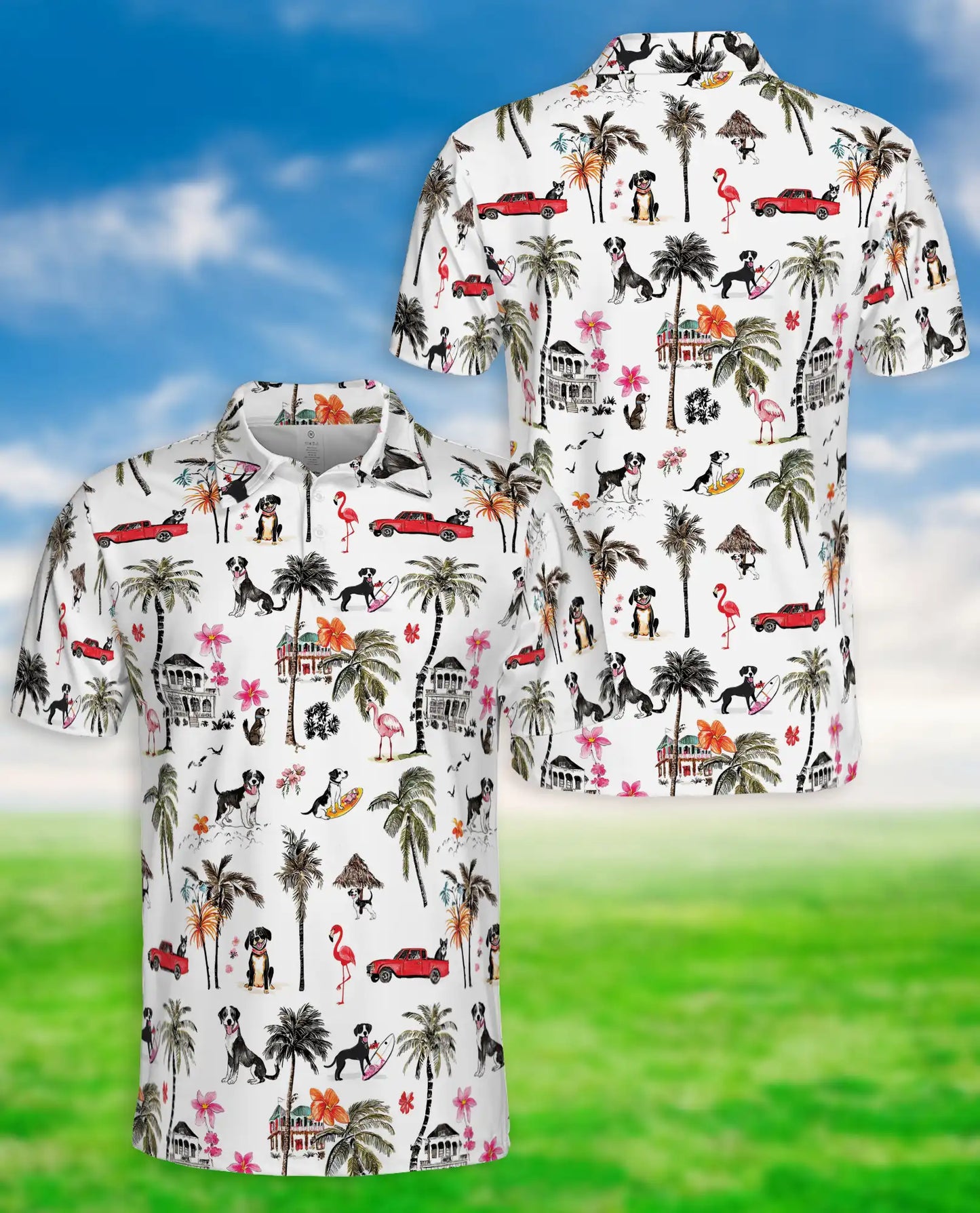 Dog Beach Hawaiian 3D Polo Shirt | Azhawaiian