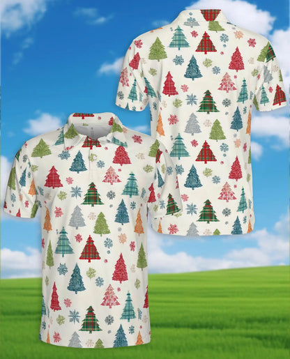 Plaid Christmas Tree Polo Shirt - Festive Holiday Style | Azhawaiian