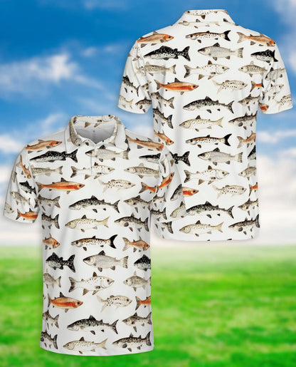 Freshwater Fish Species Polo Shirt for Men- Angler Fish Pattern | Azhawaiian