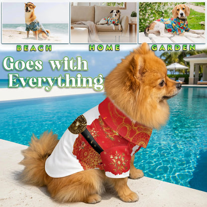 Santa Costume Christmas Print Matching Dog Owner Hawaiian Shirts, Funny Pet Aloha Shirt for Beach Vacation - Azhawaiian