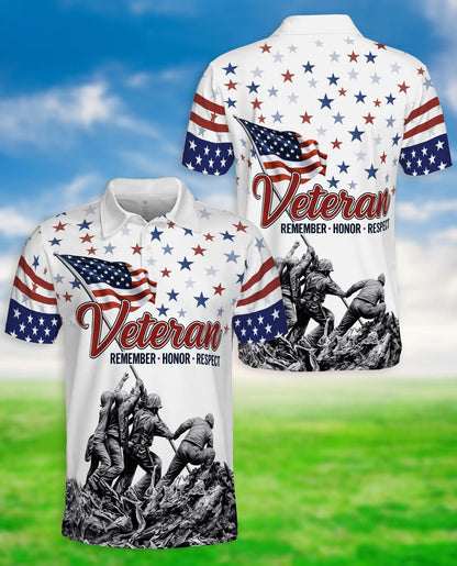 Veteran Remember Honor Respect Patriotic Military Tribute Polo Shirt | Azhawaiian