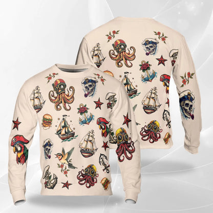 Summer Tattoos Sweatshirt – Colorful Graphic 3D All Over Print Design