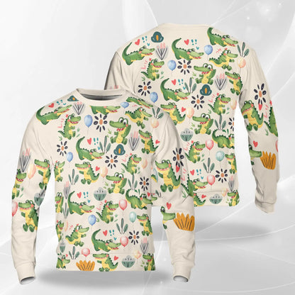 Alligator Pattern Sweatshirt – Colorful Graphic 3D All Over Print Design