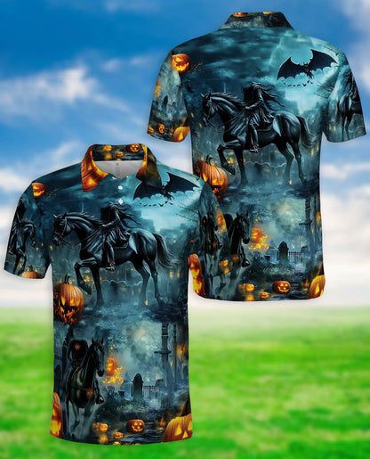 Halloween Dark Rider Horse Polo Shirt | Azhawaiian