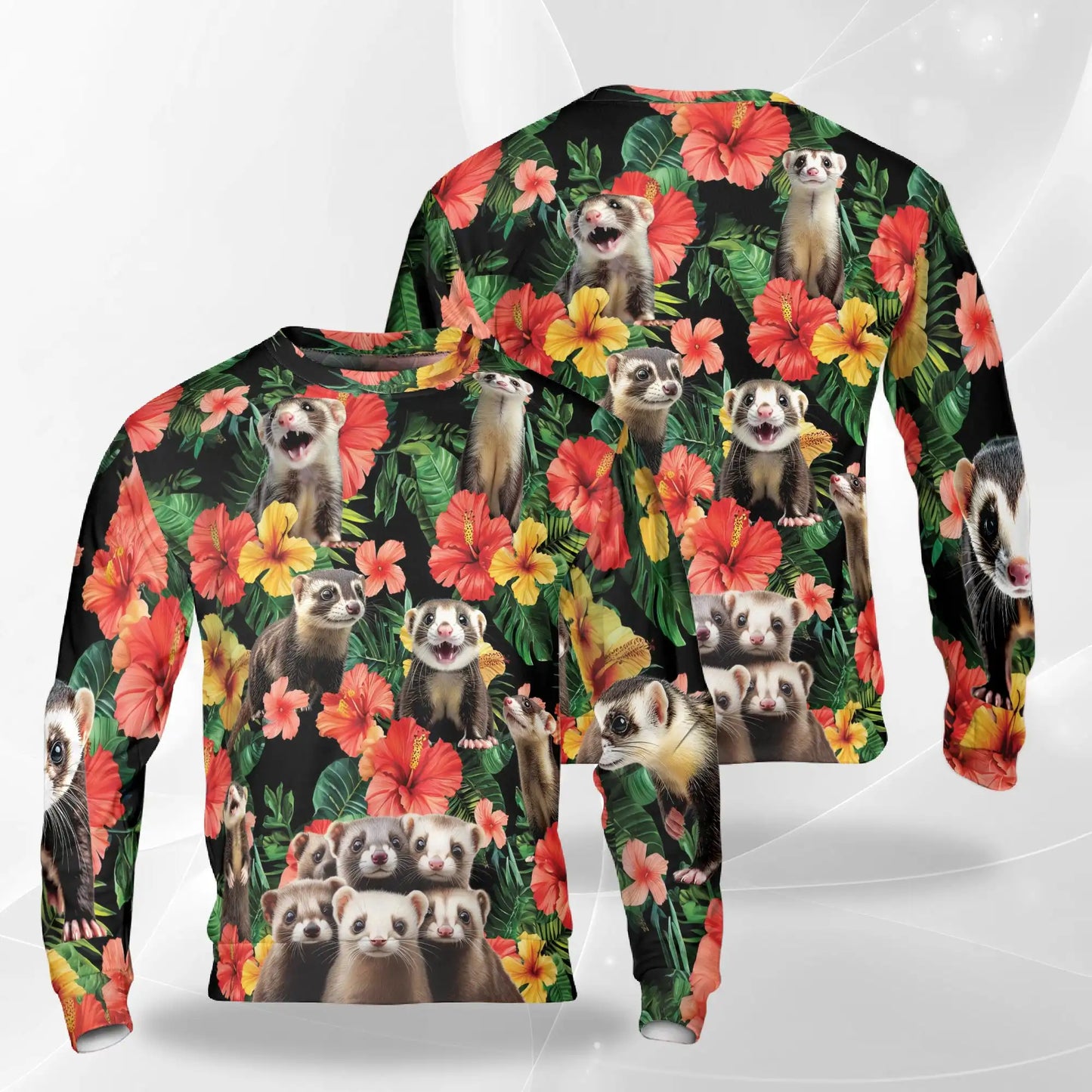 Ferret Tropical Sweatshirt – Tropical 3D All Over Print Design